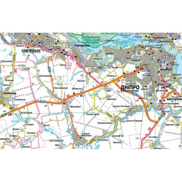 Карта автошляхів. Дніпропетровська область, М 1:250 000