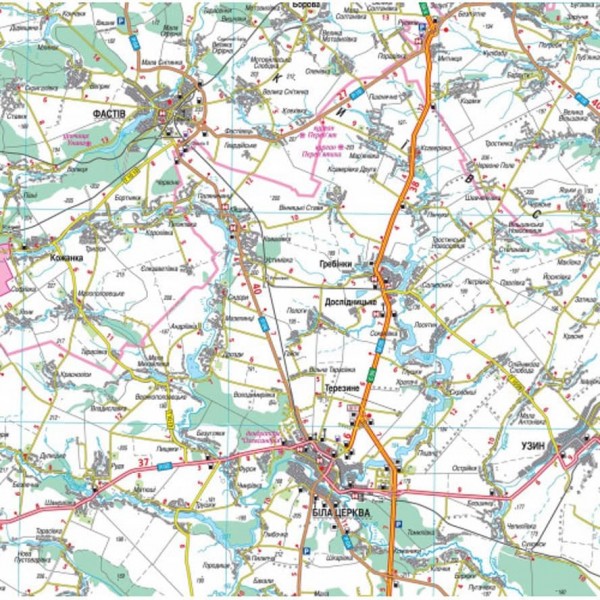 Карта автошляхів. Київська область, М 1:250 000