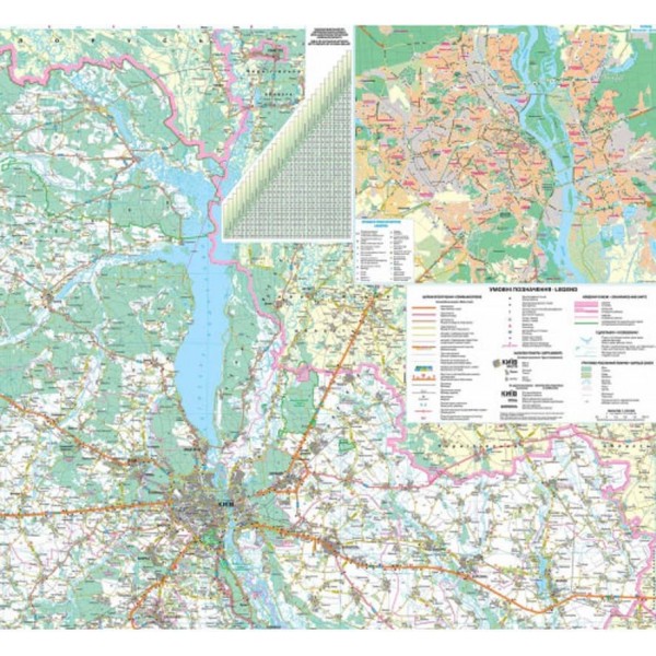 Карта автошляхів. Київська область, М 1:250 000