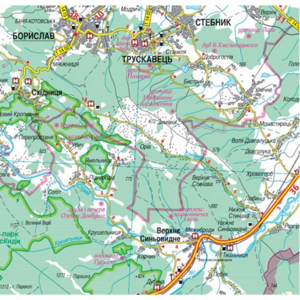Карта автошляхів. Львівська область, М 1:250 000