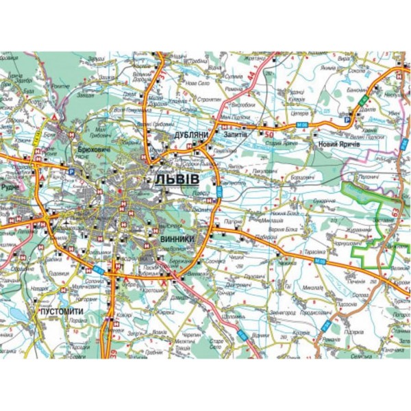 Карта автошляхів. Львівська область, М 1:250 000