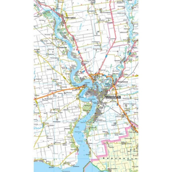 Карта автошляхів. Миколаївська область, М 1:250 000