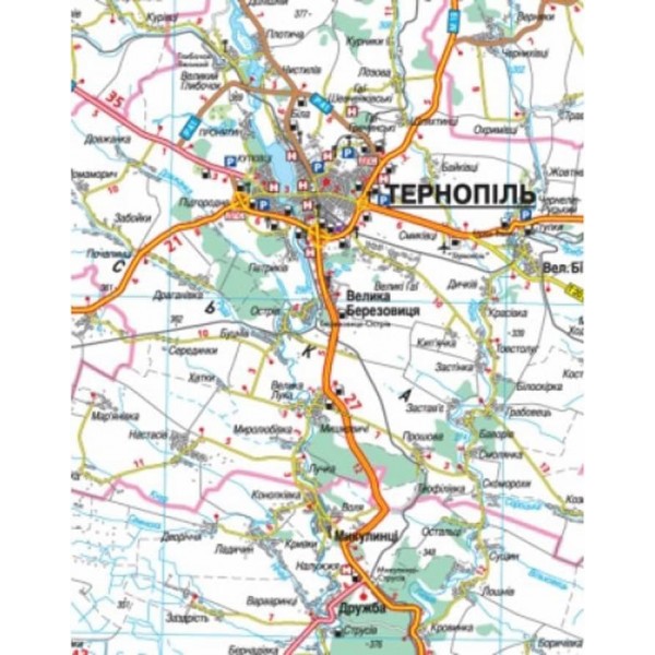 Карта автошляхів. Тернопільська область, М 1:250 000