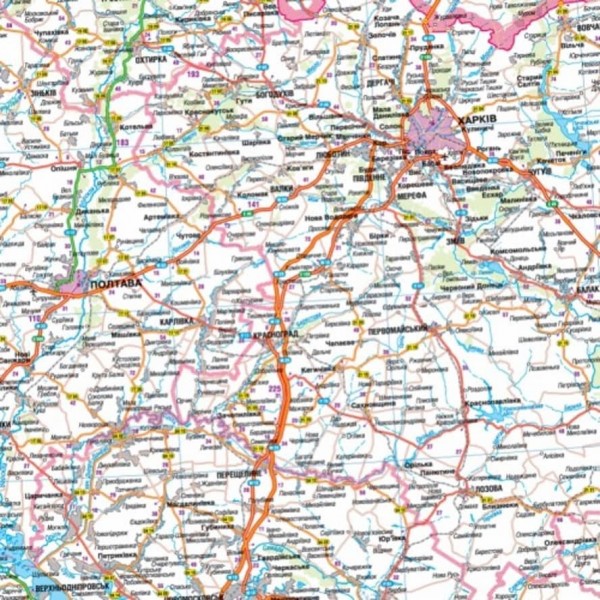 Карта автошляхів. Україна, М 1:1 000 000