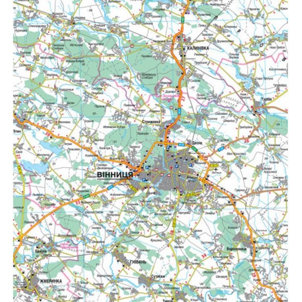 Карта автошляхів. Вінницька область, М 1:250 000