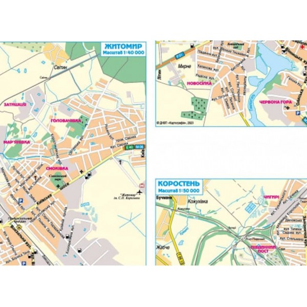 Карта автошляхів. Житомирська область, М 1:250 000