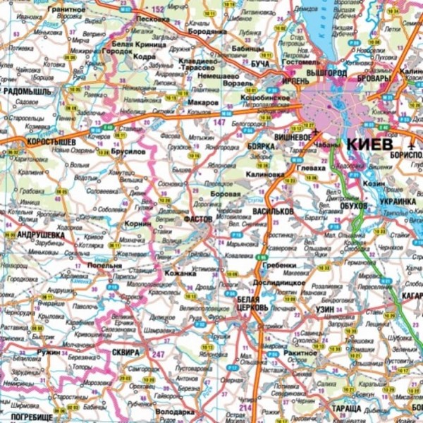 Карта автошляхів. Україна, М 1:1 000 000 (росийською мовою)