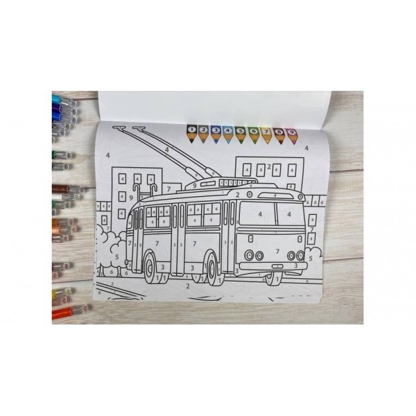 Фарбуй по цифрах. Розмальовка для хлопчиків і дівчаток. Автомобіль