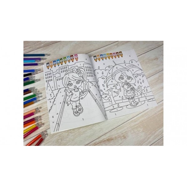 Фарбуй по цифрах. Розмальовка для хлопчиків і дівчаток. Маленька модниця