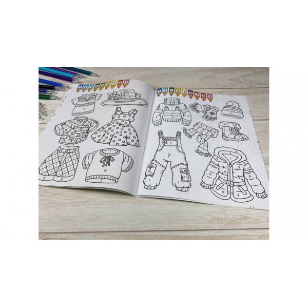 Фарбуй по цифрах. Розмальовка для хлопчиків і дівчаток. Маленька модниця