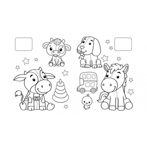 Розмальовка «Іграшки». Бичок. Наклейка-зразок