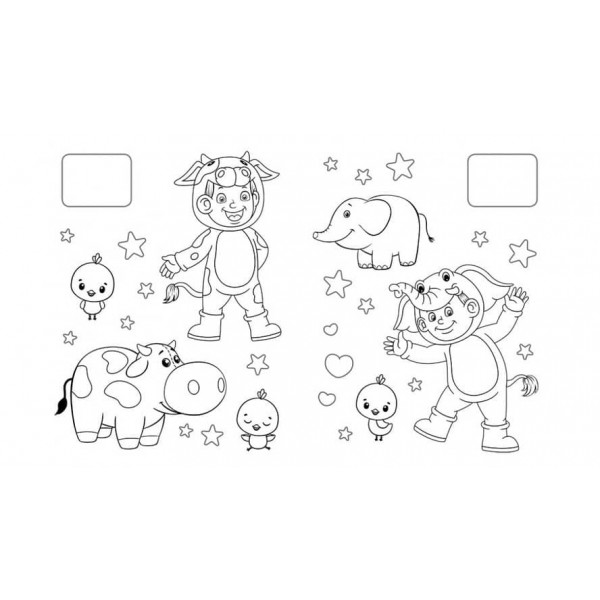 Розмальовка малюкам. Слоник. Наклейка-зразок