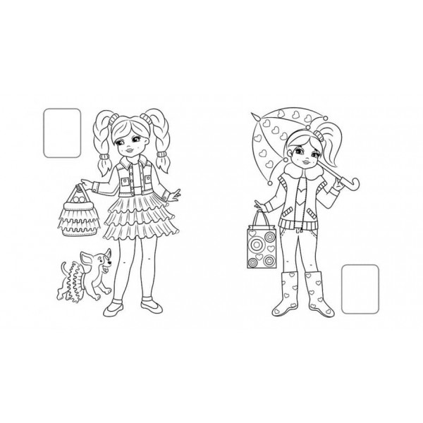 Збірка розмальовок. Наліпка-зразок. Дівчатка. 64 розмальовки і 64 наліпки