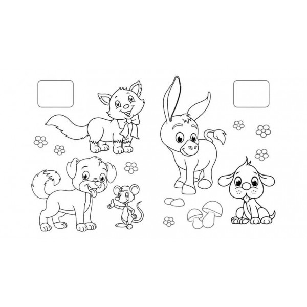 Збірка розмальовок. Наліпка-зразок. Тваринки. 64 розмальовки і 64 наліпки