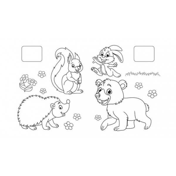 Збірка розмальовок. Наліпка-зразок. Тваринки. 64 розмальовки і 64 наліпки