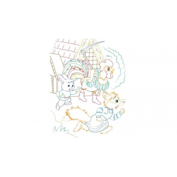 Заєць і півень. Розмальовка для хлопчиків і дівчаток