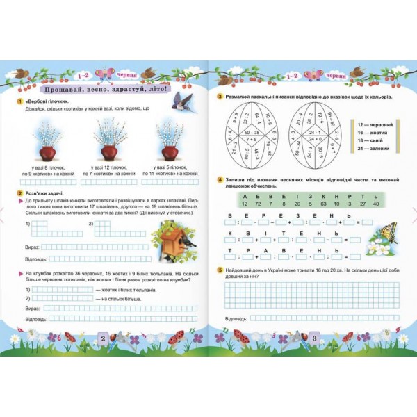 Математика. Літній зошит. Із 3 в 4 клас