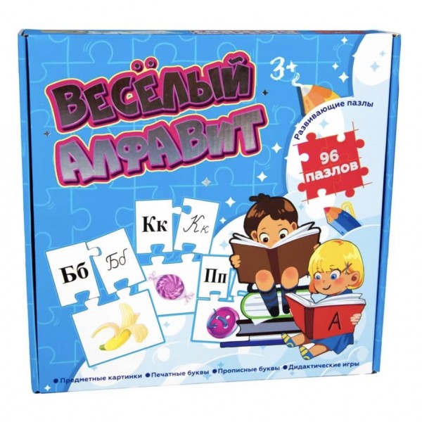 Навчальні пазли Strateg «Весела Абетка», 96 карт російською мовою (518)