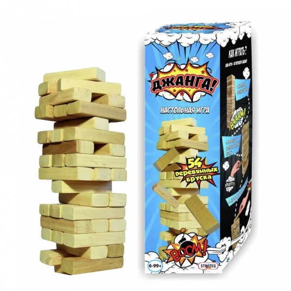 Настільна гра Strateg «Джанга», розважальна, 54 бруски, російською мовою (24)
