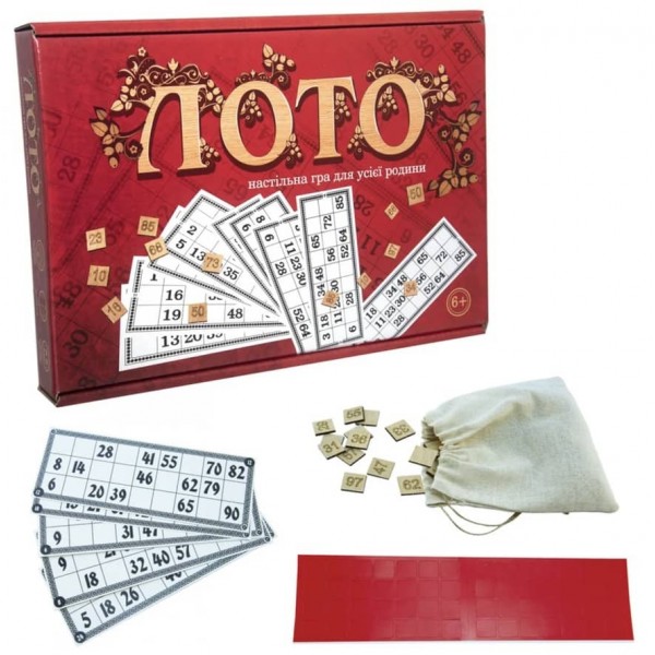 Настільна гра Strateg «Лото з дерев'яними фішками» українською мовою (30656)