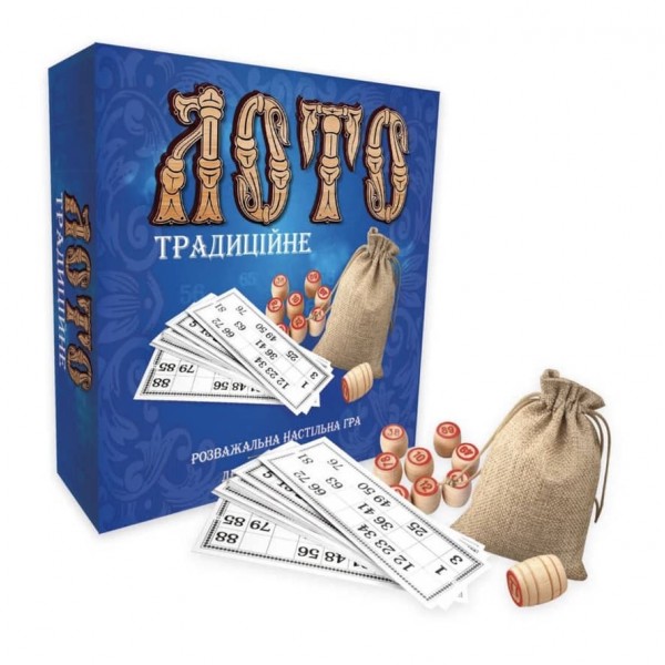 Настільна гра Strateg «Лото Традиційне», з дерев'яними барильцями, українською мовою (30315)