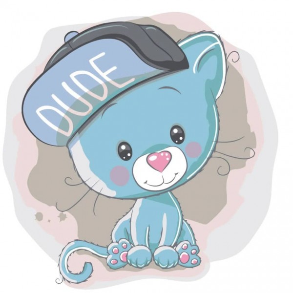 Картина за номерами Strateg ПРЕМІУМ Кошеня в шапці з лаком розміром 30х30 см, ES046