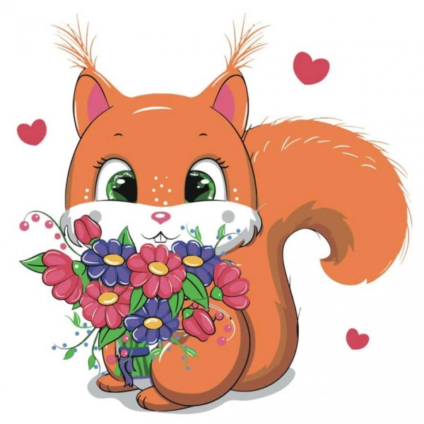 Картина за номерами Strateg ПРЕМІУМ Білочка з лаком розміром 30х30 см, ES079