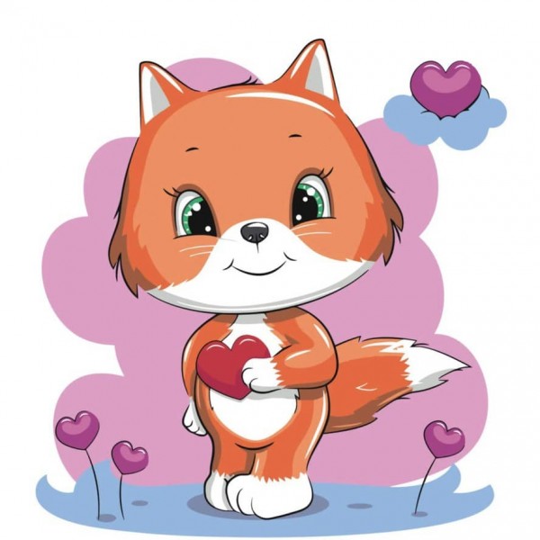 Картина за номерами Strateg ПРЕМІУМ Лисенятко з лаком розміром 30х30 см, ES080