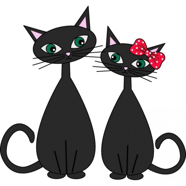 Картина за номерами Strateg ПРЕМІУМ Кохання чорних котів з лаком та з рівнем розміром 30х30 см, ES165