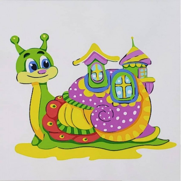 Картина за номерами Strateg ПРЕМІУМ Равлик з будиночками з лаком та з рівнем розміром 30х30 см, ES175