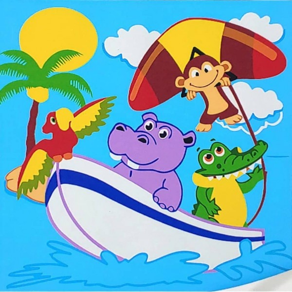 Картина за номерами Strateg ПРЕМІУМ Весела компанія подорожує з лаком та з рівнем розміром 30х30 см, ES176