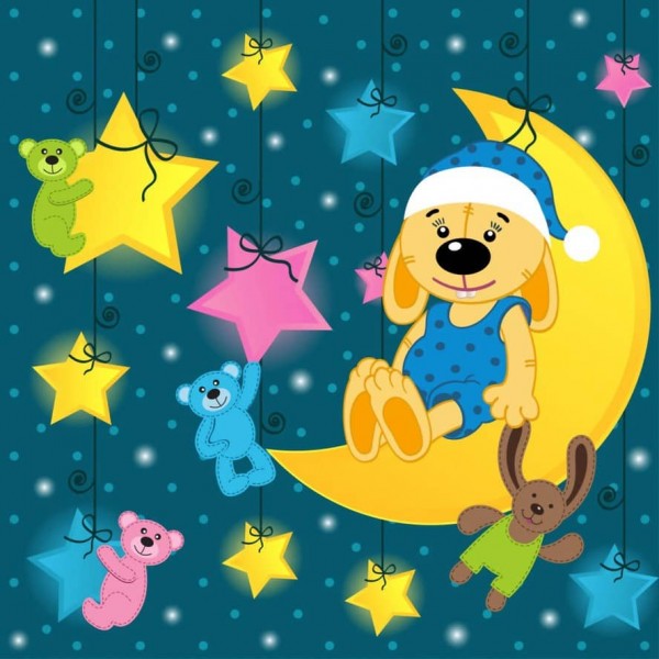 Картина за номерами Strateg ПРЕМІУМ Солодкі сни зайки з лаком та з рівнем розміром 30х30 см, ES179