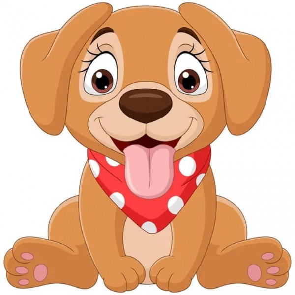 Картина за номерами Strateg ПРЕМІУМ Веселе цуценя з лаком та з рівнем розміром 30х30 см, ES202