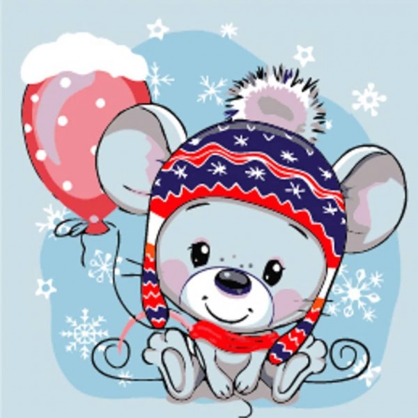 Картина за номерами Strateg ПРЕМІУМ Мишка розміром 30х30 см, ES224