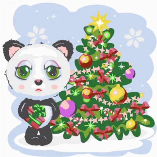 Картина за номерами Strateg ПРЕМІУМ Єнот розміром 30х30 см, ES226