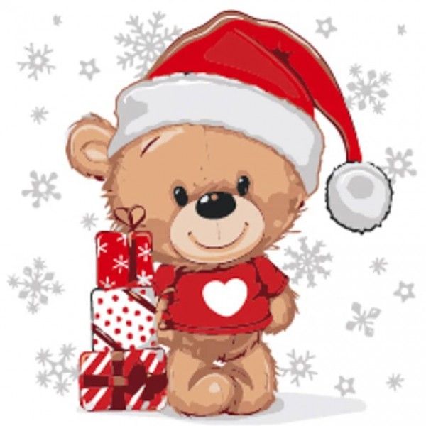 Картина за номерами Strateg ПРЕМІУМ Медведик розміром 30х30 см, ES229