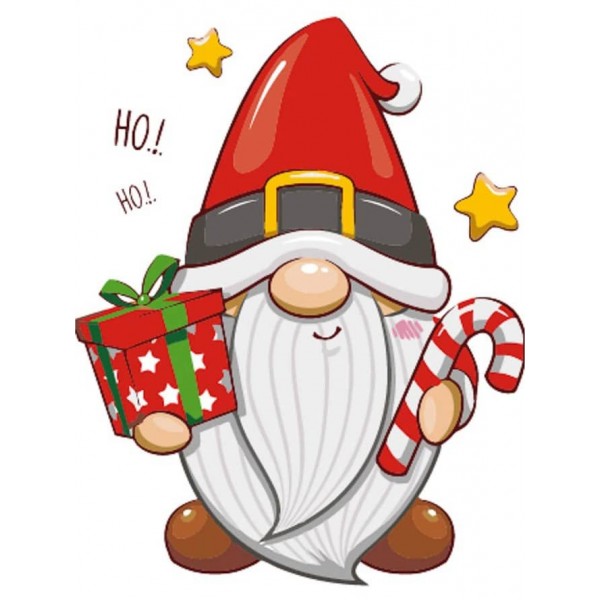 Картина за номерами Strateg ПРЕМІУМ Гномик з подарунком розміром 40х30 см, SS6817