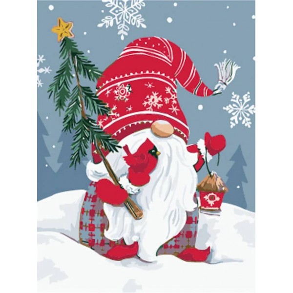 Картина за номерами Strateg ПРЕМІУМ Гном розміром 40х30 см, SS6819