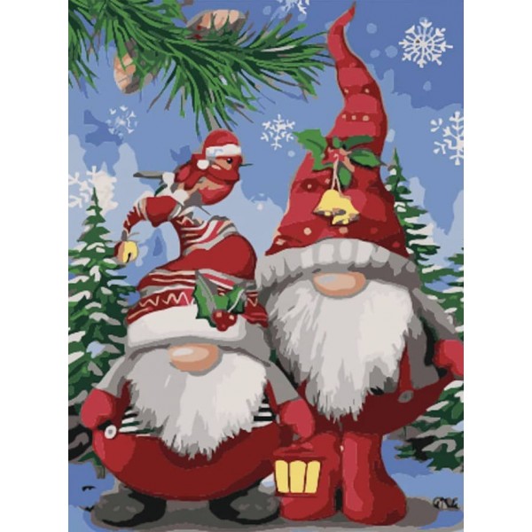 Картина за номерами Strateg ПРЕМІУМ Гноми розміром 40х30 см, SS6821