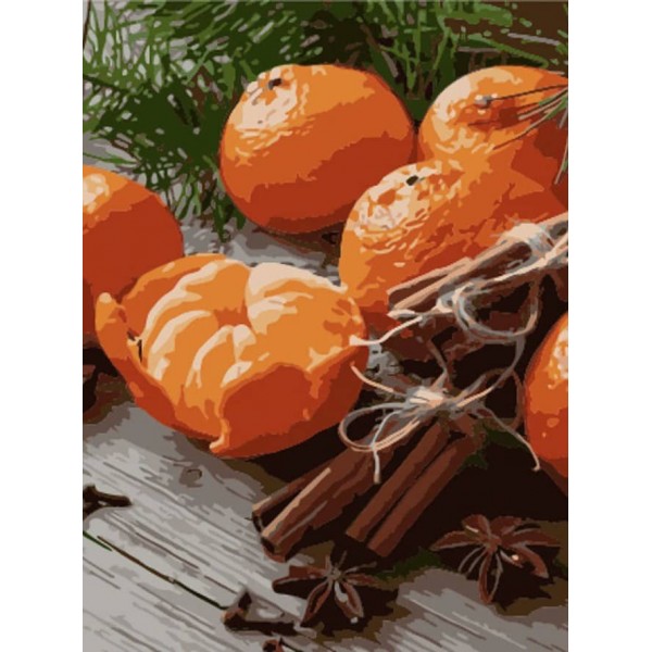 Картина за номерами Strateg ПРЕМІУМ Мандарини розміром 40х30 см, SS6826