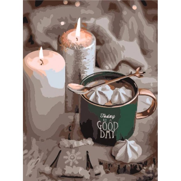 Картина за номерами Strateg ПРЕМІУМ Свічки розміром 40х30 см, SS6829