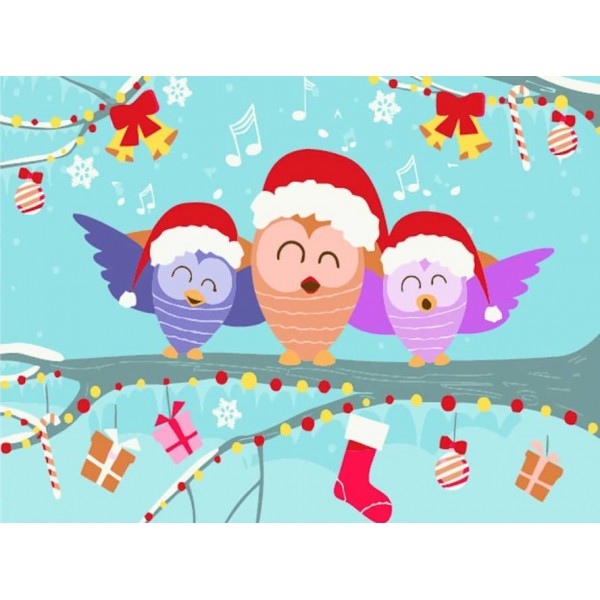 Картина за номерами Strateg ПРЕМІУМ Пташки співають розміром 30х40 см, SS6833