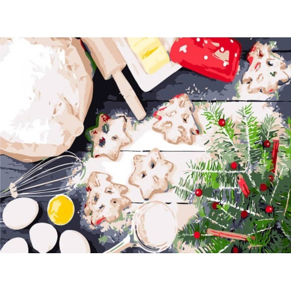 Картина за номерами Strateg ПРЕМІУМ Печиво розміром 30х40 см, SS6834