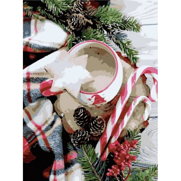 Картина за номерами Strateg ПРЕМІУМ Новорічні солодощі розміром 40х30 см, SS6839