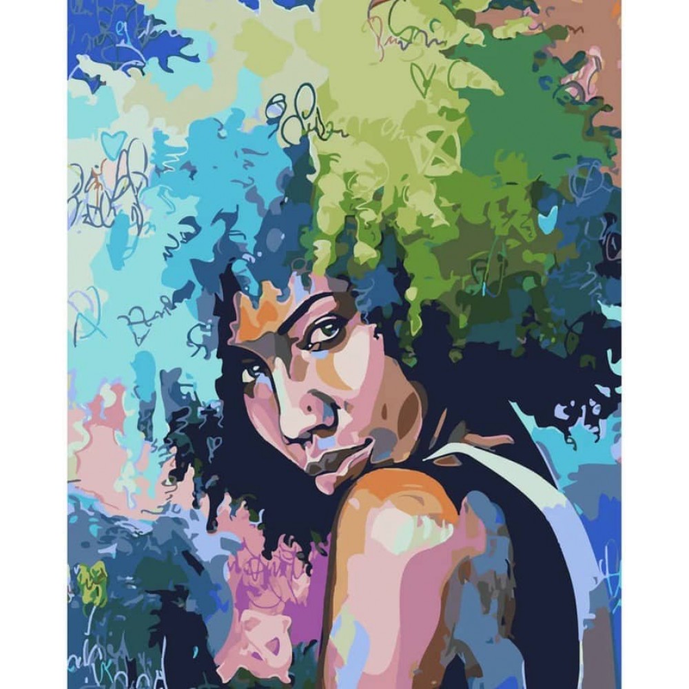 Картина за номерами Strateg ПРЕМІУМ Поп-арт красуня з лаком розміром 50х40см, SY6110