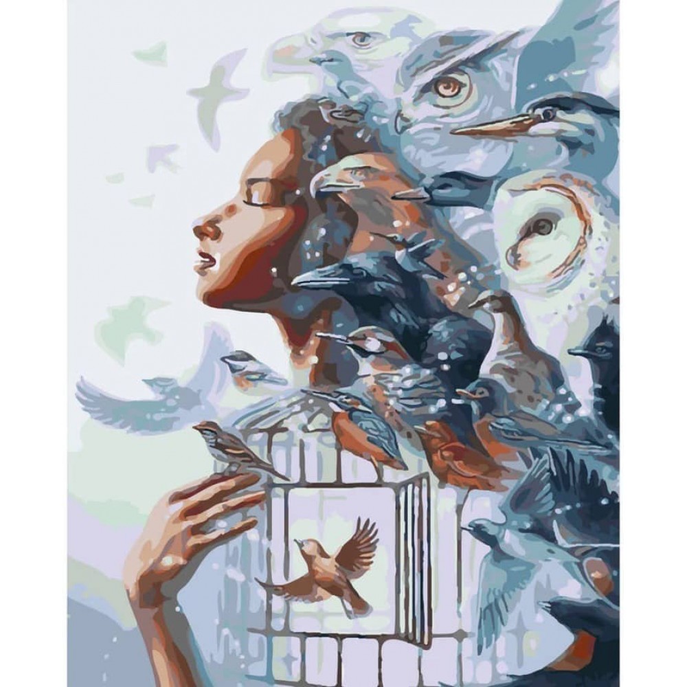 Картина за номерами Strateg ПРЕМІУМ Вільна душа з лаком розміром 50х40см, SY6110