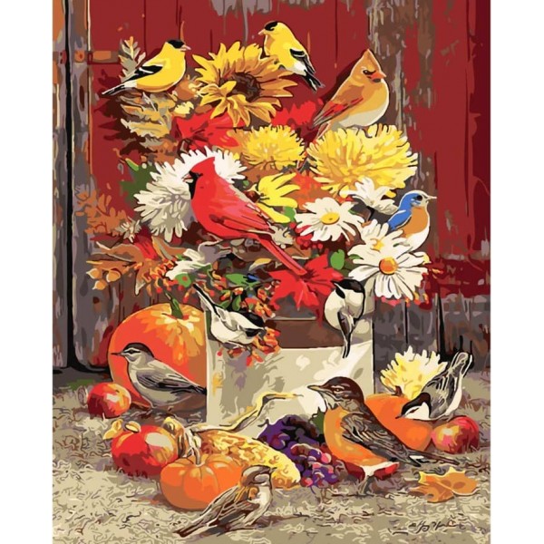 Картина за номерами Strateg ПРЕМІУМ Осіннє царство з лаком розміром 50х40см, SY6195