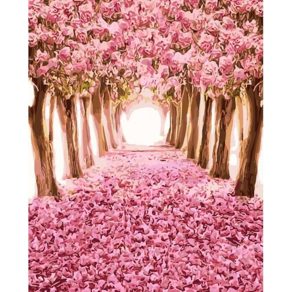 Картина за номерами Strateg ПРЕМІУМ Аллея уві сні з лаком розміром 50х40см, SY6197