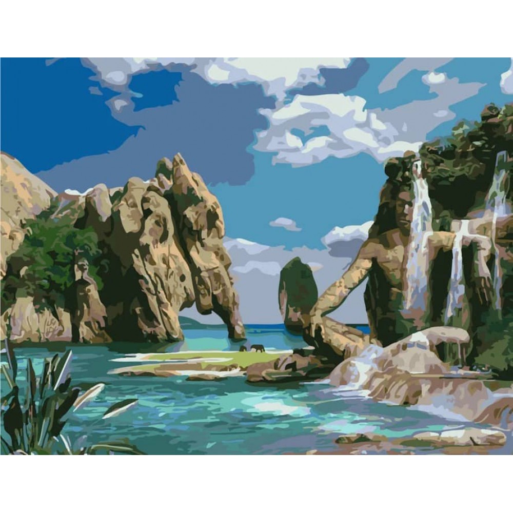 Картина за номерами Strateg ПРЕМІУМ Загублений світ з лаком розміром 40х50см, SY6313