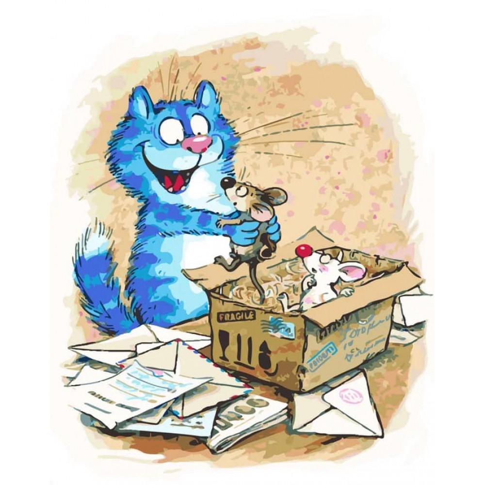 Картина за номерами Strateg ПРЕМІУМ Цікава посилочка з лаком розміром 50х40см, SY6362